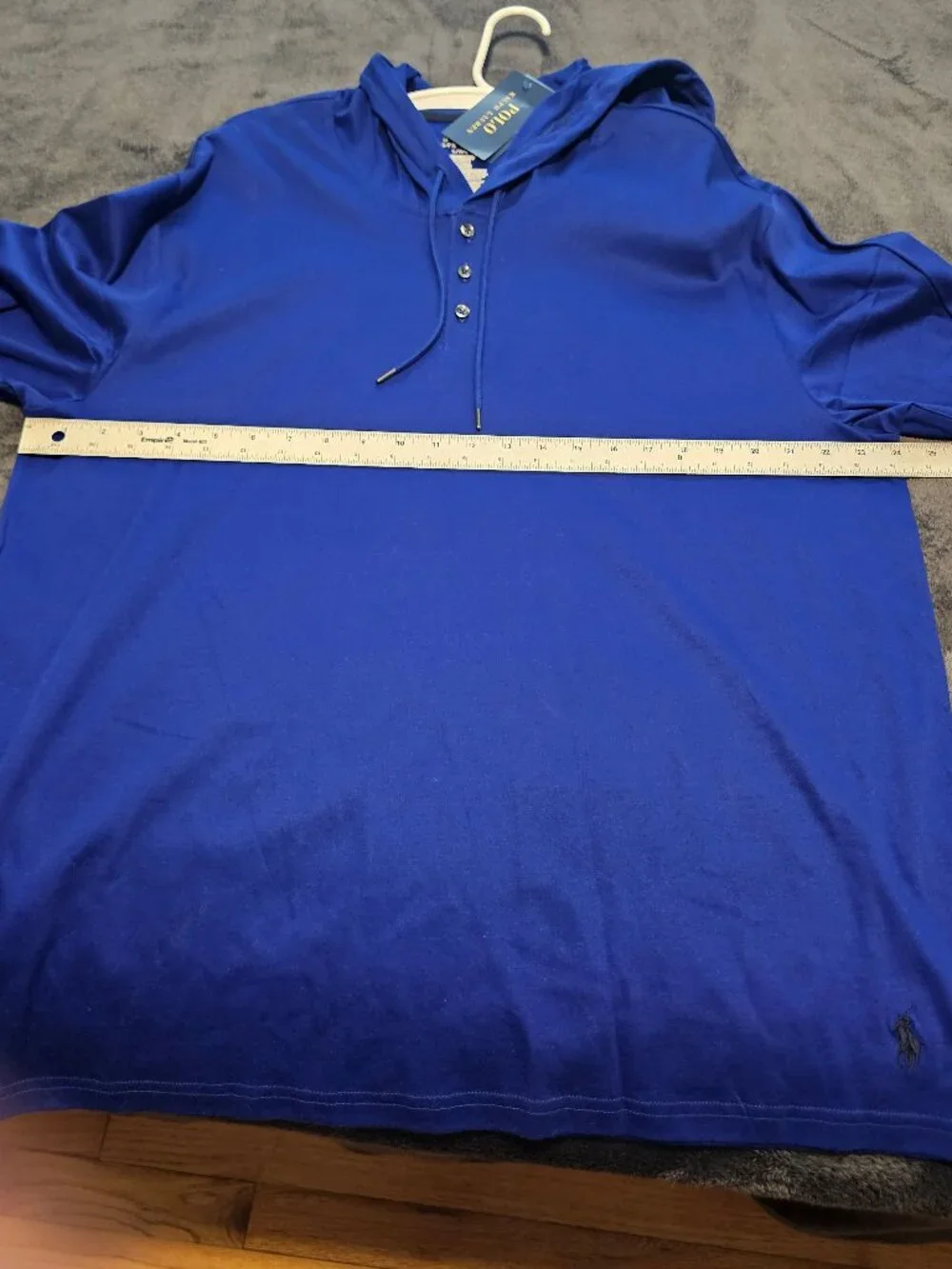 **NWT** Men’s Polo Ralph Lauren Blue Long Sleeve Hooded Shirt, Large
